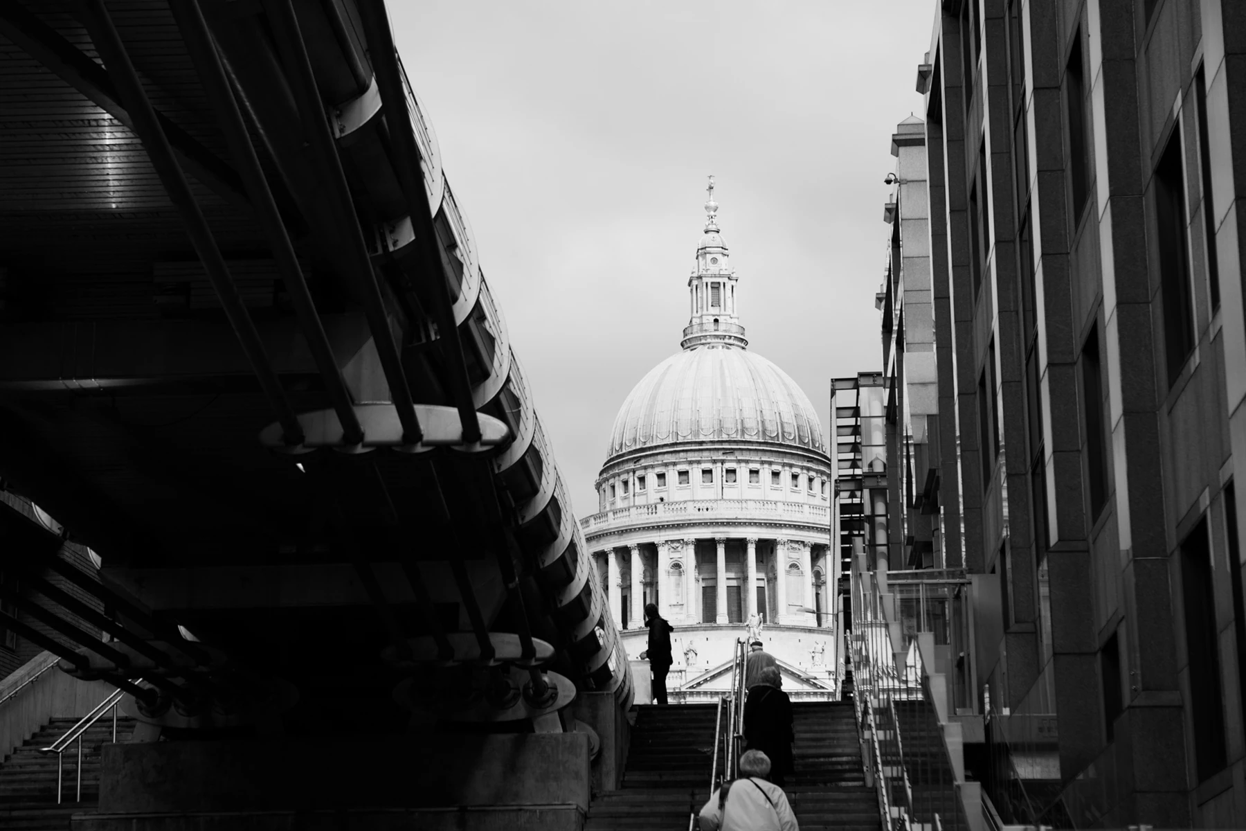 Black & white photo of a black and white photo of a domed building with a domed roof
